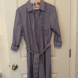 Midi Striped High Low Dress with Belt